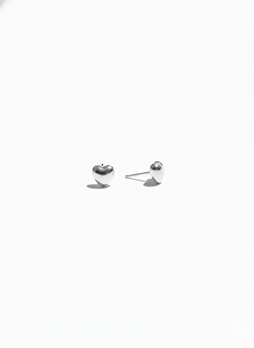 Brinco Coração Abaulado em Prata 925