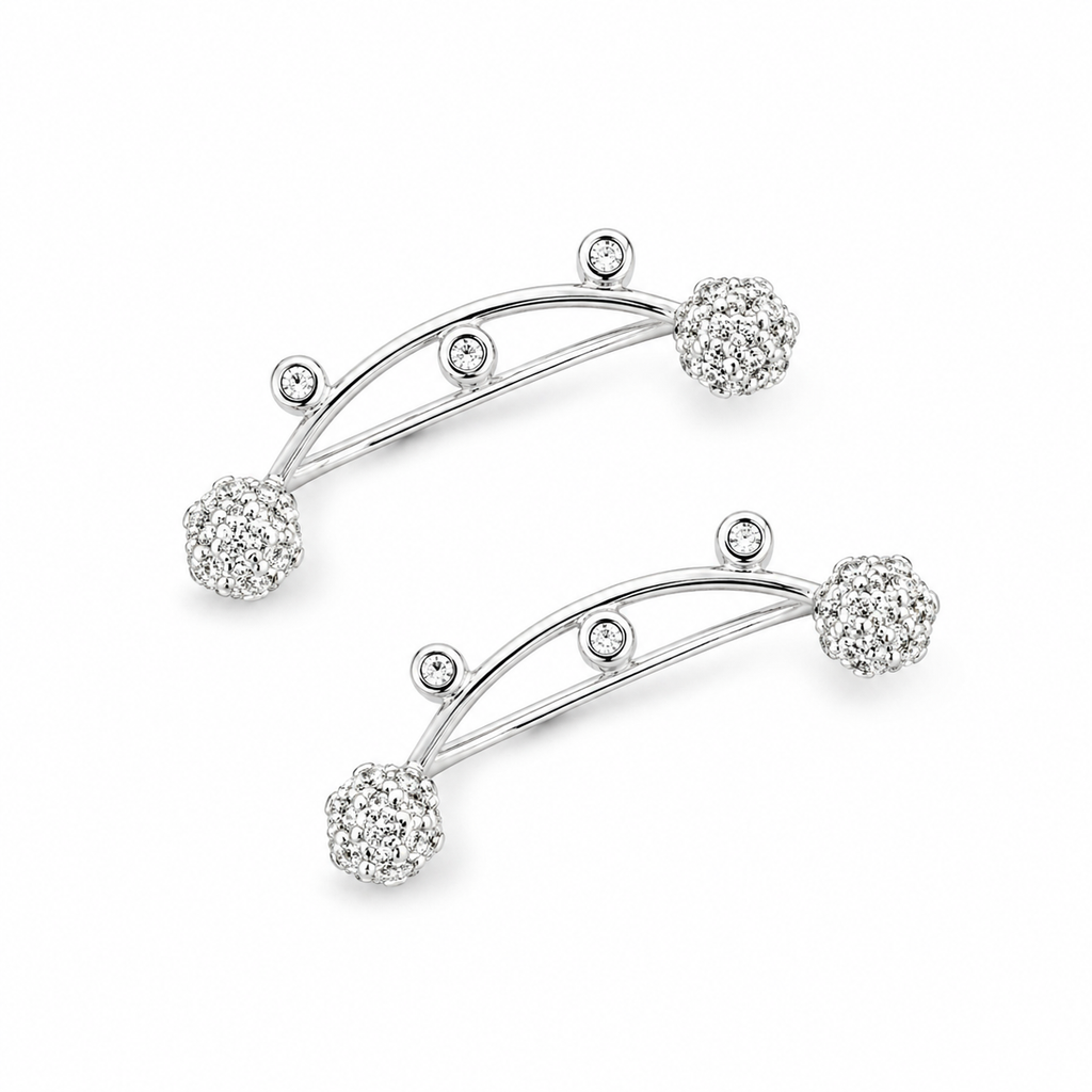 Brinco Ear Cuff Flor Cravejada Prata 925
