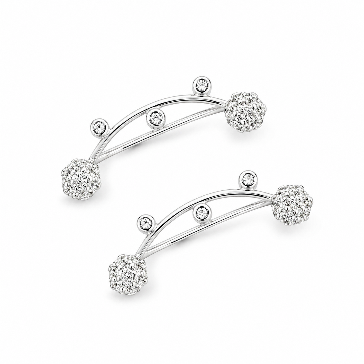 Brinco Ear Cuff Flor Cravejada Prata 925