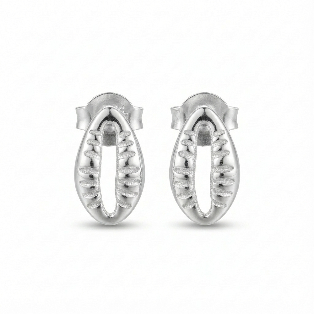 Brinco Búzio Concha do Mar Texturizado em Prata 925