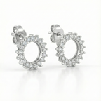 Brinco Círculo Cravejado Zircônias Cristais em Prata 925
