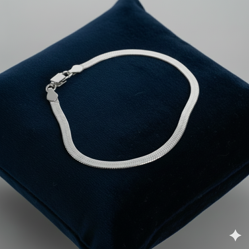 Pulseira Fita Laminada Diamantada 18cm em Prata 925