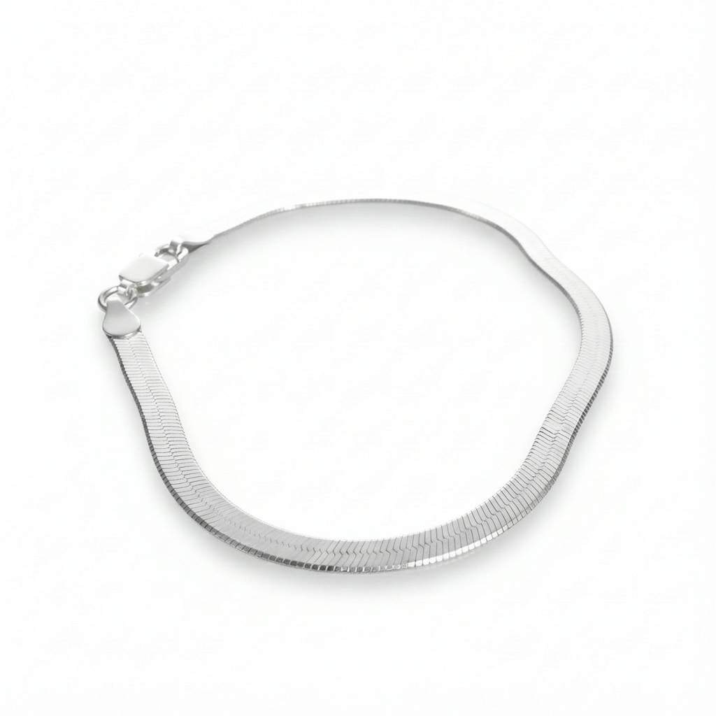 Pulseira Fita Laminada Diamantada 18cm em Prata 925