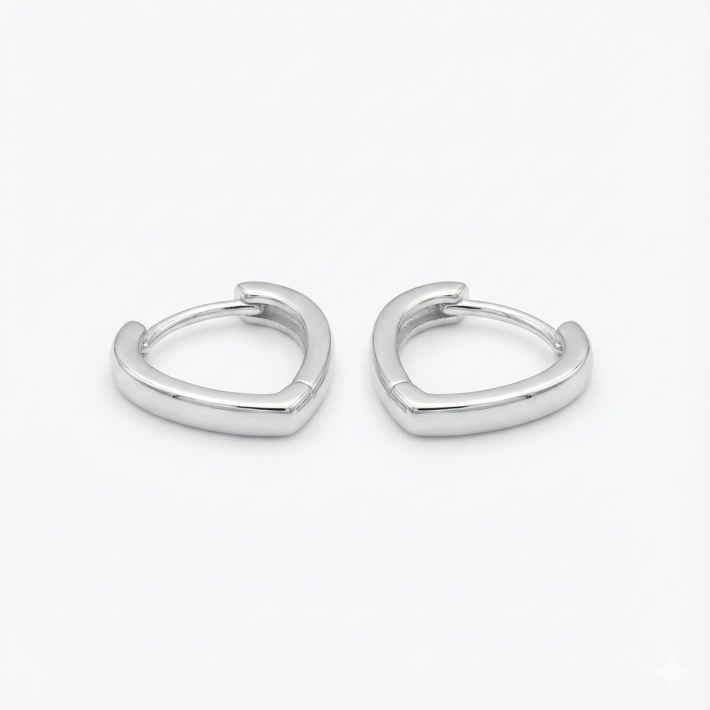 Brinco Argola Click V Geométrico 12mm em Prata 925