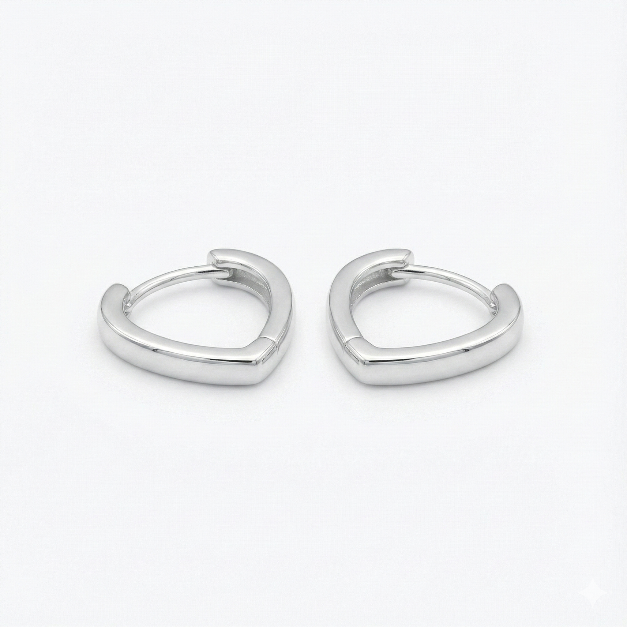 Brinco Argola Click V Geométrico 12mm em Prata 925