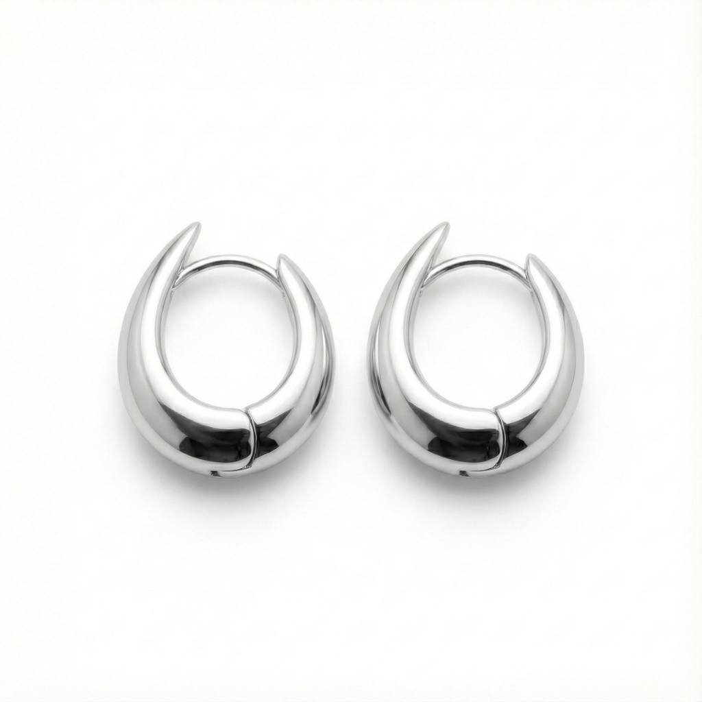 Brinco Argola Click Gota 15mm em Prata 925