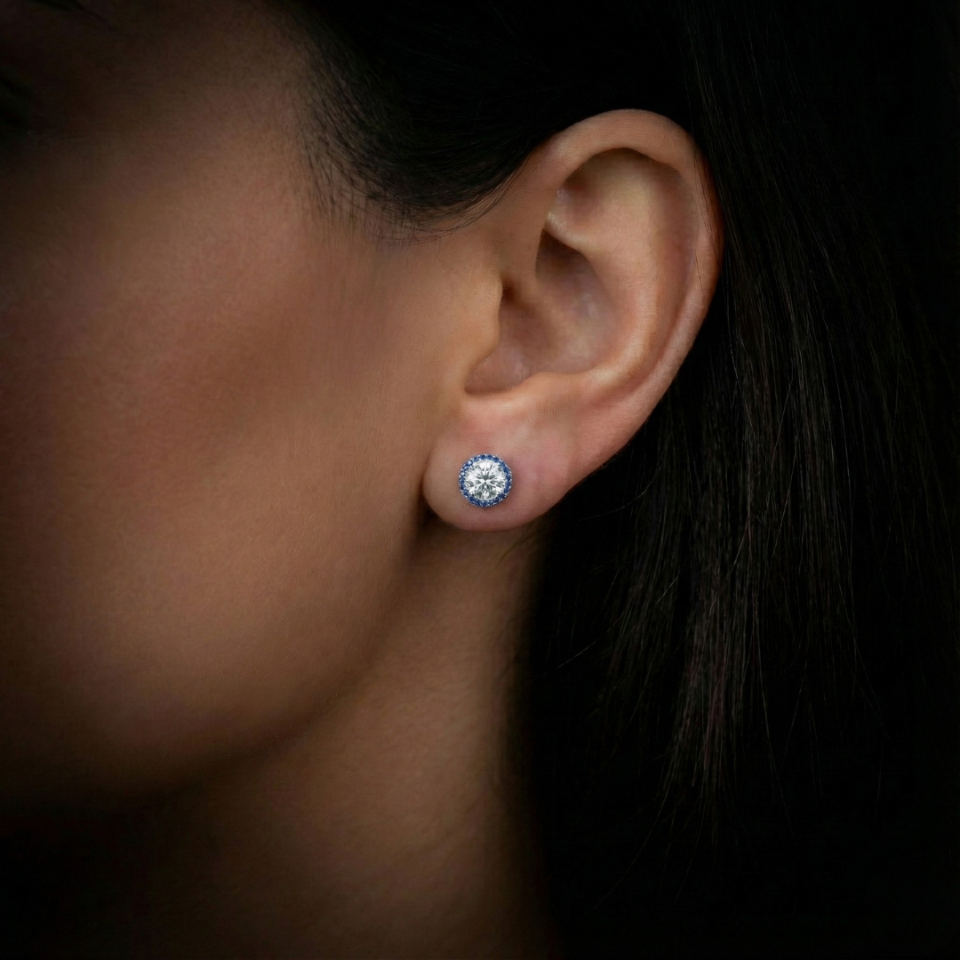 Brinco Redondo Cravejado Halo 7mm em Prata 925