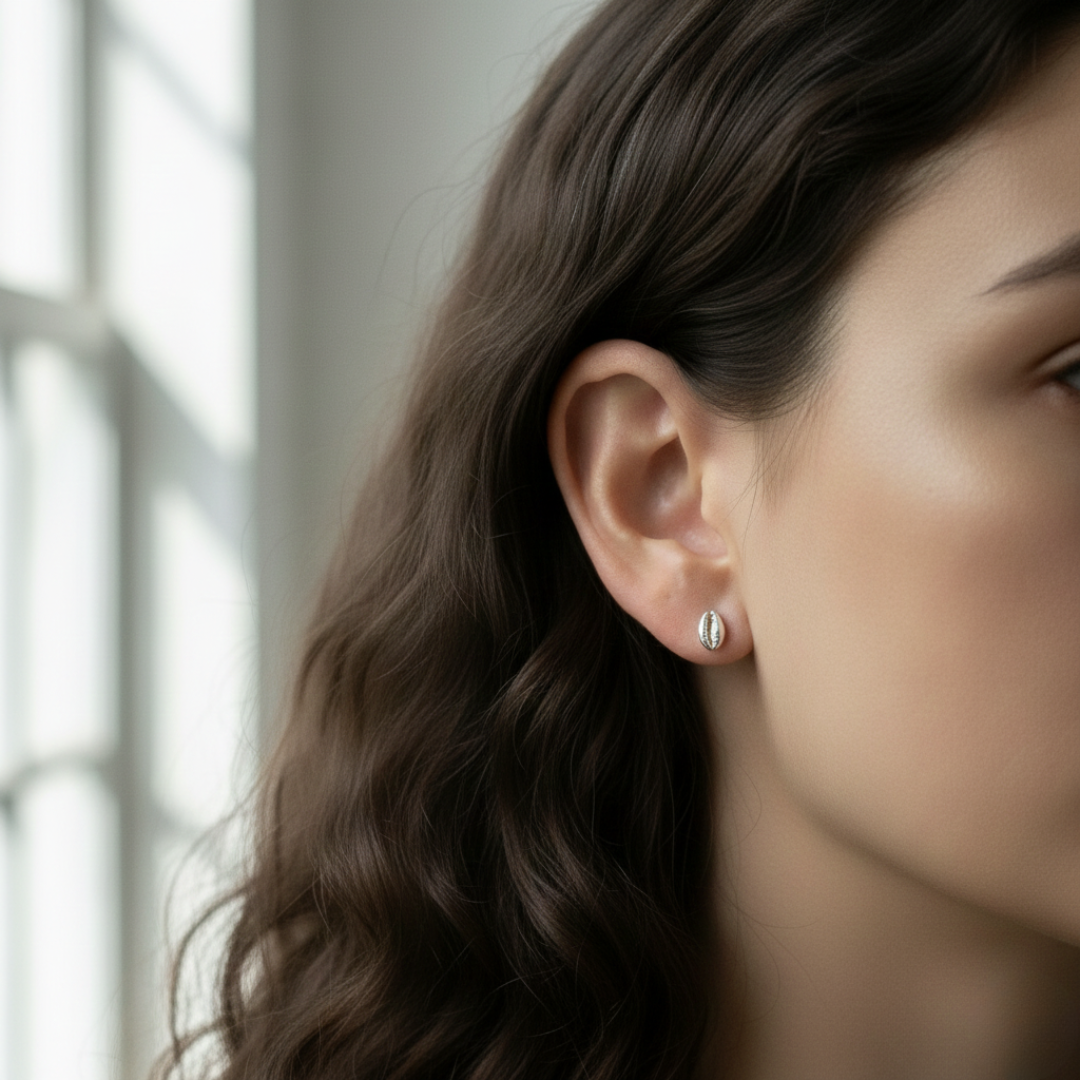 Brinco Búzio Concha do Mar Texturizado em Prata 925