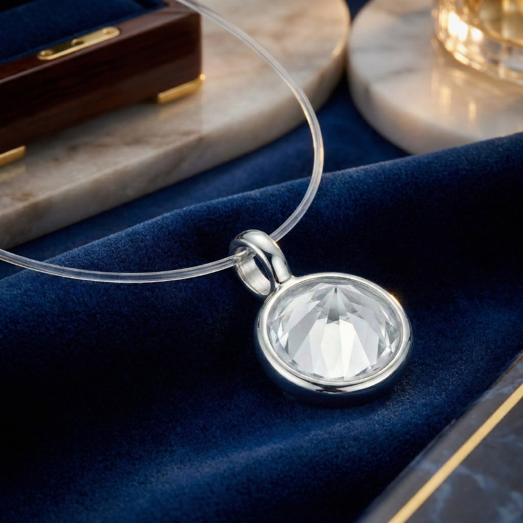 Colar Ponto de Luz Fio Invisível com Zircônia em Prata 925