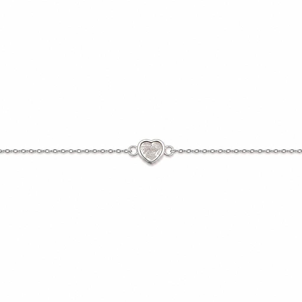 Pulseira Pingente Central Mini Coração em Zircônia – 1,1g em Prata 925