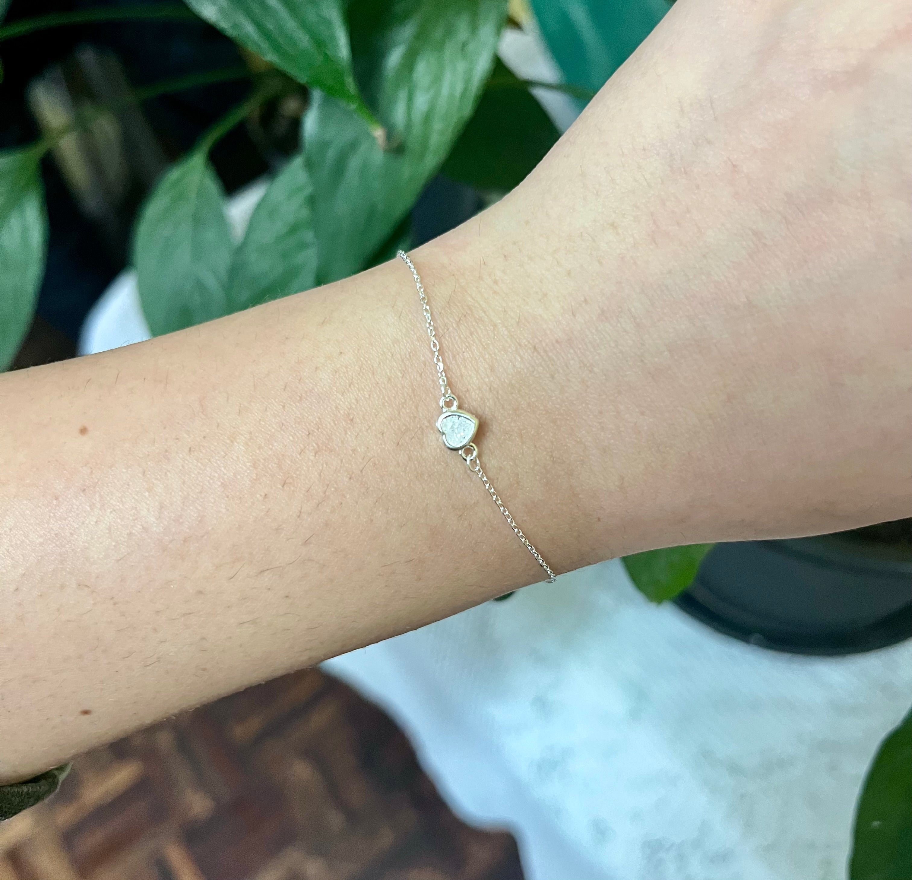 Pulseira Pingente Central Mini Coração em Zircônia – 1,1g em Prata 925