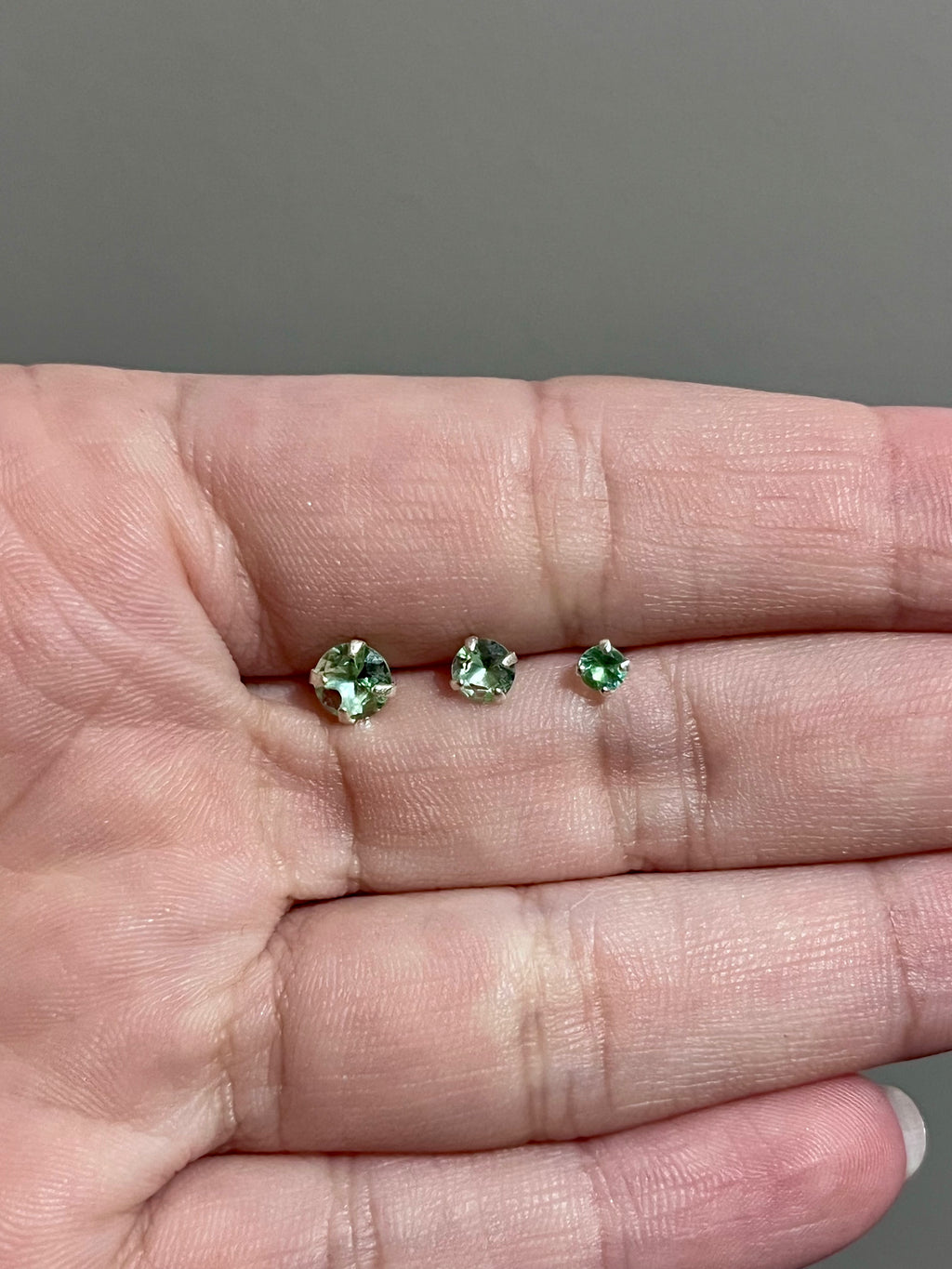 Trio de Brincos Ponto de Luz em Prata 925 com Zircônia Verde Claro