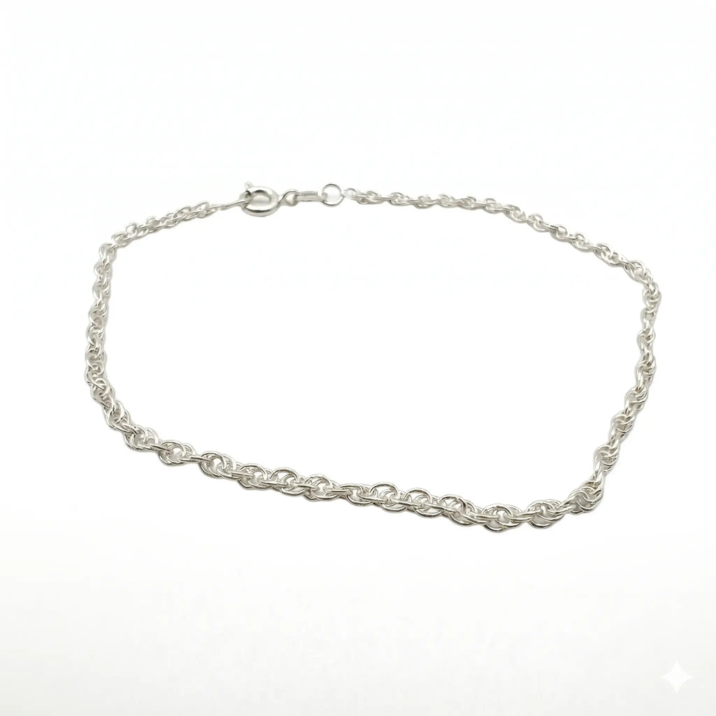 Pulseira Elo Cadeado Duplo Luxo 18cm em Prata 925