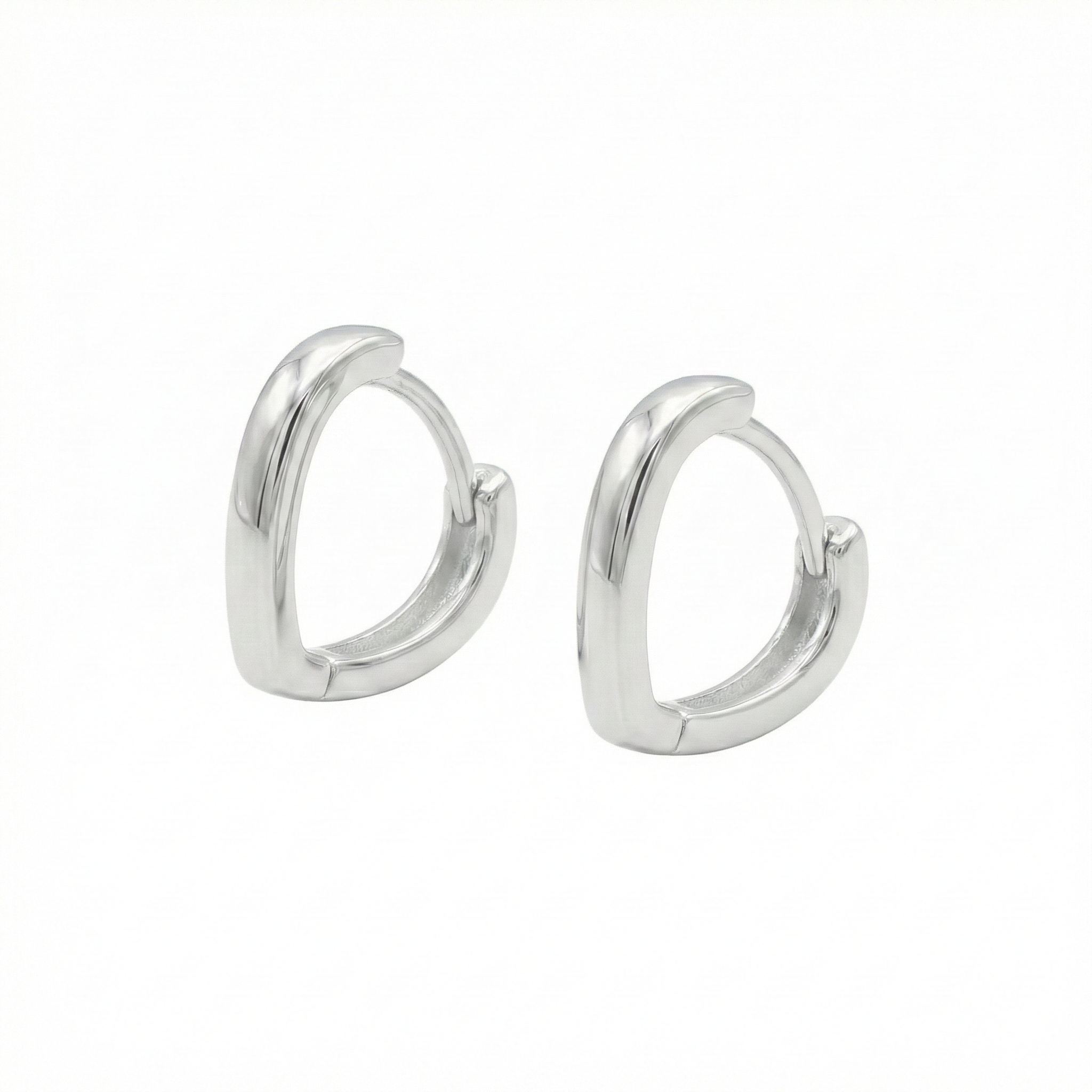 Brinco Argola Click V Geométrico 12mm em Prata 925