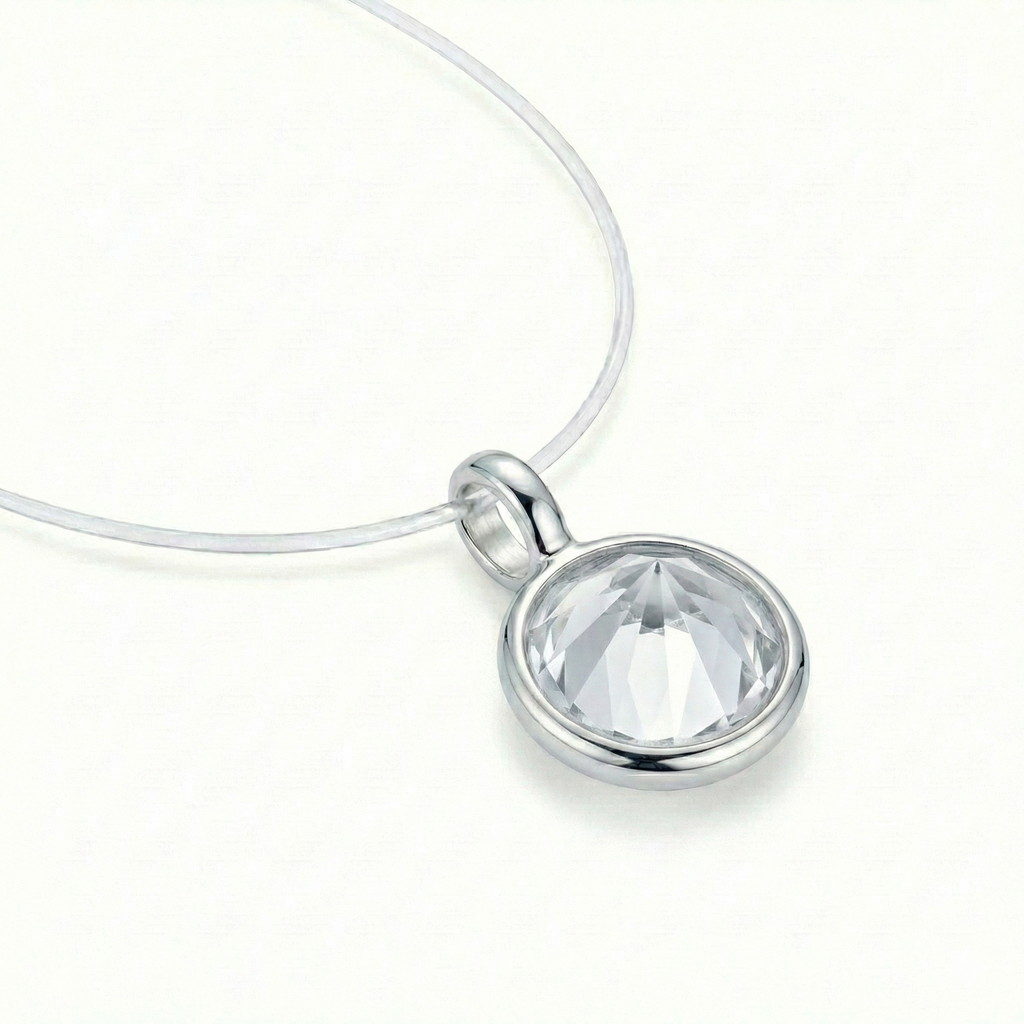 Colar Ponto de Luz Fio Invisível com Zircônia em Prata 925