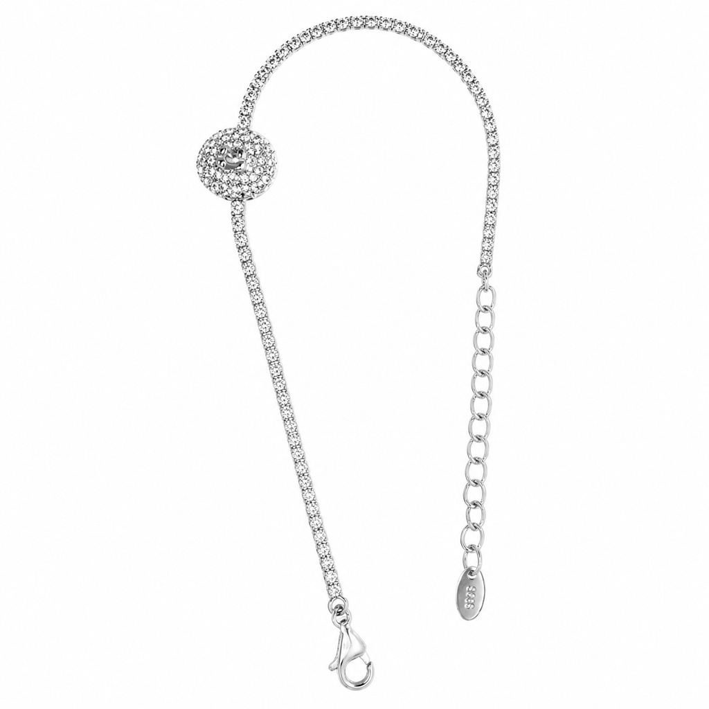 Pulseira Riviera Cristal com Pedra Redonda em Zircônia Prata 925