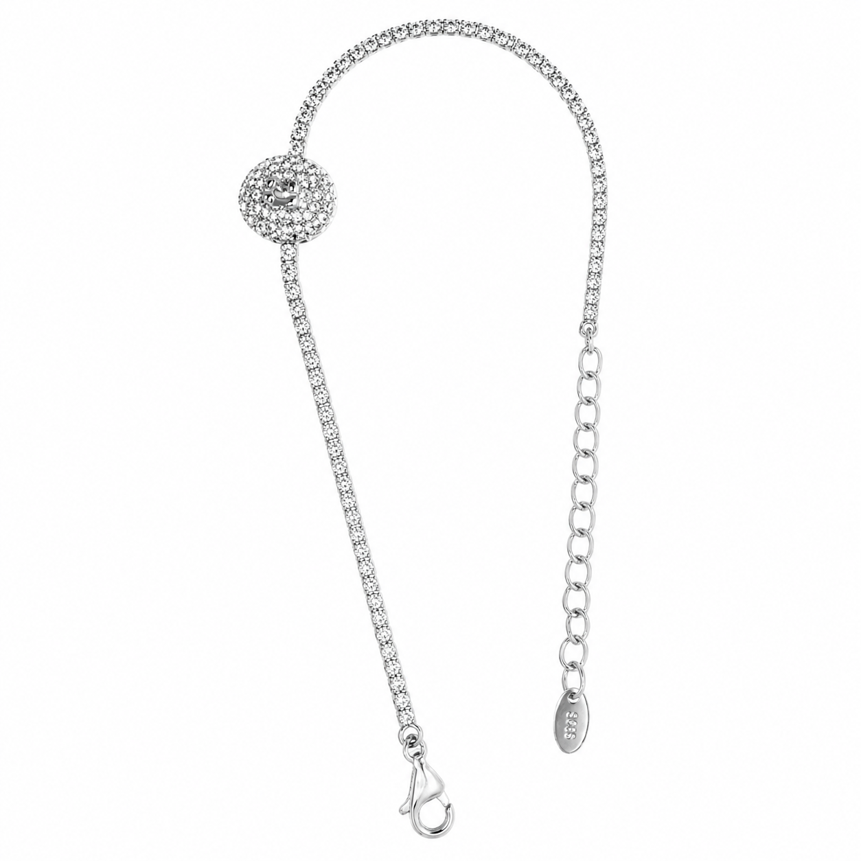 Pulseira Riviera Cristal com Pedra Redonda em Zircônia Prata 925